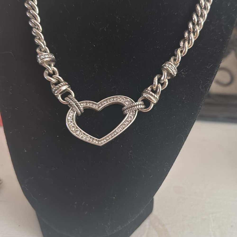 Retired Brighton Silver Heart Necklace and Bracelet Set - Picture 3 of 5